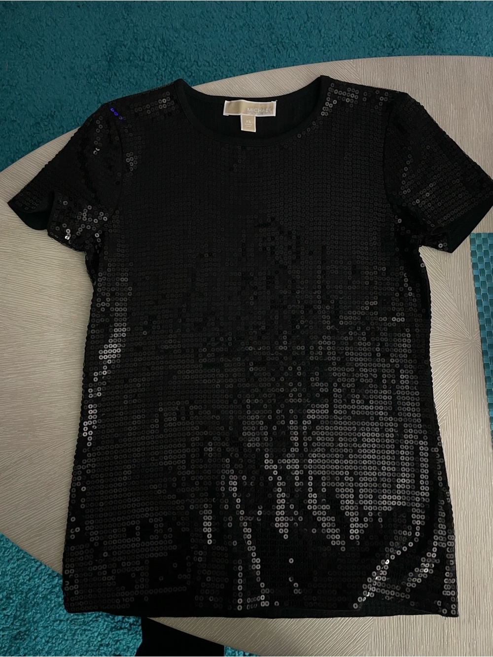 Michael Kors Black Sequin Crewneck Top - XS